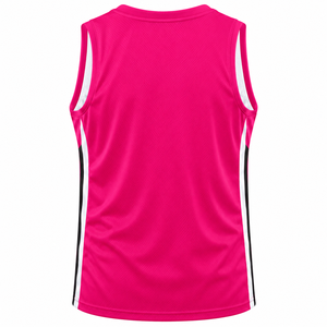 Camiseta Deportiva de Baloncesto Rosa Intenso para Mujer, sin Mangas, Cuello en V, Malla Transpirable, Uniforme Personalizado para Equipo - Product Image 2