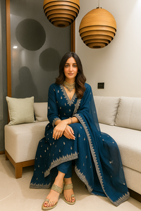 Nuevo y elegante conjunto de kurta, salwar y dupatta bordado para mujer, con un hermoso diseño para oficina y fiestas. - Product Image 4