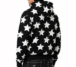 Sweat-shirt à capuche noir pour homme avec imprimé étoile blanche, coupe classique, pull en tricot décontracté, vêtement d'automne - Product Image 5