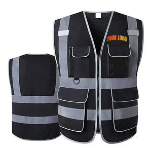 Gilet de sécurité en polyester en gros, plusieurs poches, uniforme de sécurité, logo personnalisé, réfléchissant, LED clignotante, imperméable, sécurité ANSI - Product Image 4