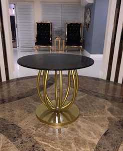 Mesa de Centro Redonda Moderna de Mármol con Base de Alambre de Latón, Mueble Contemporáneo para Sala de Estar, Mesa Decorativa de Primera Calidad - Product Image 5
