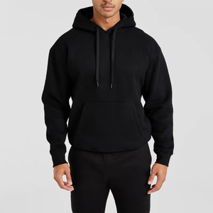 OEM Top Quality Blacked Regular Fit <b>Men's</b> Casual Pullover Hoodies Front <b>Pouch</b> Pocket Ribbed Cuff & Hem Comfortable Wholesale - Product Image 1