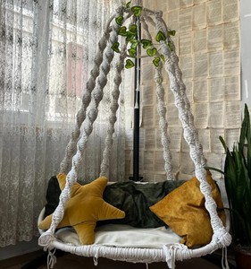 Swing <b>Chair</b>, Macrame <b>hammock</b>, Hanmade Cozy <b>Hammock</b> seat, Home decor - Product Image 2