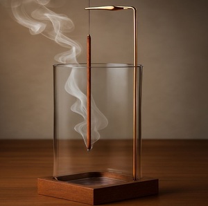 Brûleur d'encens géométrique moderne avec cadre métallique et bol en céramique, pour bougie chauffe-plat et cire fondue, diffuseur d'arômes, décoration d'intérieur - Product Image 6