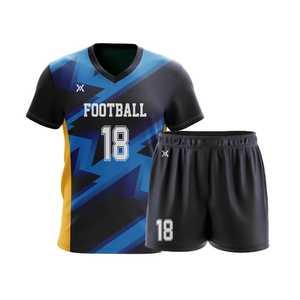 ชุดเสื้อฟุตบอลสีดำ คอวี แขนสั้น พิมพ์ลายแบบซับลิเมชั่น ระบายเหงื่อได้ดี สำหรับผู้ใหญ่ ยูนิเซ็กซ์ หมายเลข 18 - Product Image 2