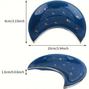 Moon Phase Ceramic <b>Ring</b> Dish Porcelain Jewelry Organizer Tray Minimalist Moon Star Trinket <b>Plate</b> For Home Decor - Product Image 2