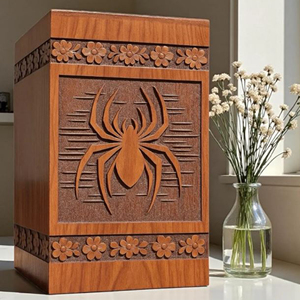 Handcrafted Wooden Urn <b>Box</b> with Spider | Personalized Cremation Urn Memorial <b>Keepsake</b> by AYAANS - Product Image 6