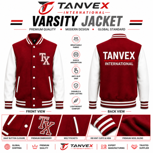Chaqueta Varsity Personalizable de Alta Calidad para Hombre, Invierno, Color Sólido, Ecológica, Estilo Urbano, Logotipo Personalizado en la Parte Delantera, Transpirable - Product Image 3