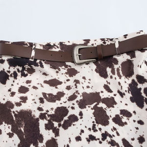 Falda Vintage de Cintura Alta para Mujer, 100% Cuero Genuino de Vaca, Cómoda y de Calidad Premium, Color Sólido - Product Image 1
