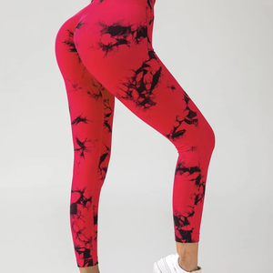 Leggings Deportivos Activos de Marca Privada, Leggings de Yoga Sin Costuras con Estampado Tie-Dye, Ropa Deportiva Colorida para Gimnasio - Product Image 1