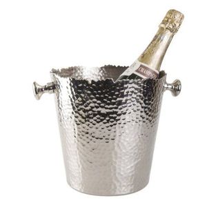 Cubo enfriador de vino de metal martillado de acero inoxidable, enfriador de champán, utensilio de bar de lujo para hotel, cubeta de hielo duradera para mesa, herramienta de bar. - Product Image 1