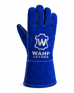 Gants de soudage en cuir bleu de qualité supérieure, résistants à la chaleur, robustes, pour la protection des soudeurs industriels, personnalisables OEM Pro - Product Image 1