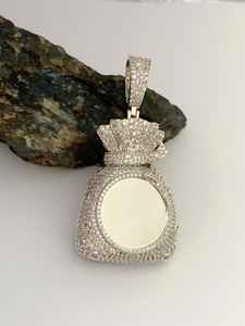 Pendentif personnalisé en moissanite avec photo, motif sac d'argent glacé, finition Hip Hop, pour fêtes, en argent 925, bijoux fins, pendentifs et breloques - Product Image 4