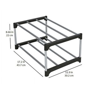 Scarpiera nera e argento a 2 livelli da 6 paia di capacità 4 paia con pali di ferro e connettori in plastica - Product Image 3