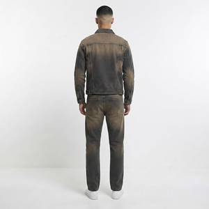 Men <b>Denim</b> Jeans Tracksuit Bottom Streetwear Fashion <b>Denim</b> <b>Jacket</b> Pants Set Men's Manufacture Street Style <b>Denim</b> Tracksuit Mens - Product Image 2