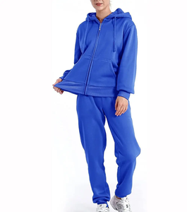 OEM Autumn Two-Piece Sports Suit Loose Casual Wide Leg Sweat Pant with Zipper Decoration <b>Jacket</b> tracksuit for <b>women</b> - Product Image 6