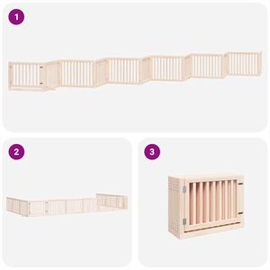 Ensemble de 12 grands enclos pliables pour chiens en bois de peuplier naturel - Product Image 5