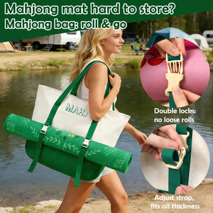 Empty <b>Mahjong</b> Tile Bags <b>Set</b> for American Tiles and Racks,Canvas Tote Bag with Mat Holder Accessories Organizer,Portable <b>Mahjong</b> - Product Image 5