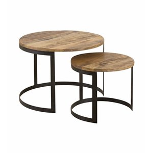 Heavy Duty Urban Metal <b>Nesting</b> <b>Table</b> <b>Set</b> with Reinforced Frame and Wooden Surface for Long Lasting Home Use - Product Image 3