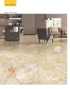 Carrelage de sol en porcelaine vitrifiée brillante Breccia Gold 1200x1200mm, aspect marbre, grand format - Product Image 1