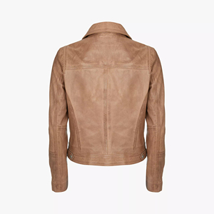 Chaqueta Bomber Transpirable de Piel de Vaca para Mujer, Cierre de Cremallera de Manga Larga, Cuello Camisero, Estilo Otoñal - Product Image 6