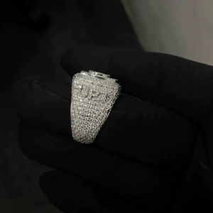 Anillo de Lujo Estilo Hip Hop para Hombre, Chapado en Plata S925 con Moissanita, Totalmente Cubierto de Piedras, Certificado IGI - Product Image 6