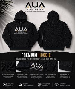 Sudadera con Capucha Premium para Hombre AUA, Diseño de Puntos Negros, Corte Regular, Ropa Deportiva Informal, Transpirable, de Poliéster Tejido - Product Image 3