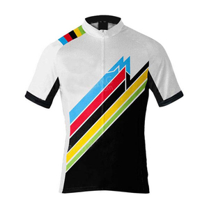 Maillot de Ciclismo para Hombre, Manga Corta, Negro, Blanco y Azul, Diseño de Rayas Diagonales, Panel de Malla Transpirable, Secado Rápido, Antibacteriano, Poliéster - Product Image 4