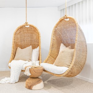 Double <b>seat</b> swing chairs for outdoor relaxation top quality natural cane rattan <b>hanging</b> pod chair - Product Image 4