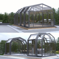 Véranda moderne rétractable en verre trempé avec structure en aluminium pour projets d'aménagement de terrasses, balcons et cours