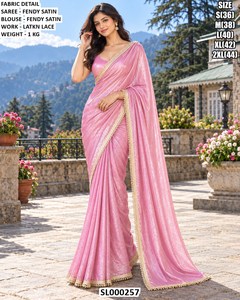 Ensemble de sari en satin Fendy de créateur haut de gamme pour les festivals, les mariages et les occasions spéciales - Product Image 3