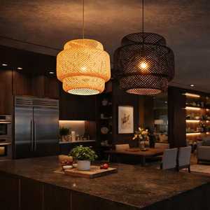 Rattan Pendant Light Woven Bamboo <b>Ceiling</b> Lamp Boho Hanging Light for Living Room Dining Room Bedroom Supplier - Product Image 6