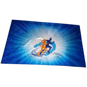 Drapeau rectangulaire en polyester imprimé sur mesure avec logo vert et jaune - Product Image 6