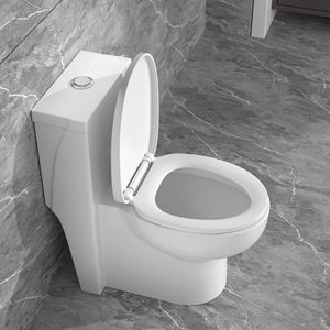 WC Monoblocco in Ceramica Bianca con Doppio Scarico e Sedile con Chiusura Ammortizzata, Qualità Premium - Product Image 4