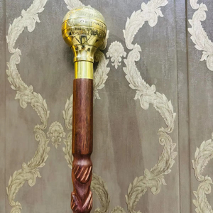Solid World Globe Brass Polished Handle Multifunction Designer Wooden Walking <b>Stick</b> for Halloween Thanksgiving Easter - Product Image 1