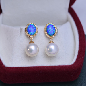 Pendientes Largos de Plata S925 con Circonita Estilo Coreano, Agua Dulce, 9-10mm, Blanco, Luz Intensa, Juego Completo - Product Image 5