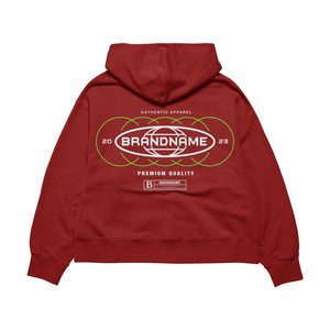 Sweat-shirt à capuche surdimensionné pour homme OEM/ODM, en coton rouge, tissu French Terry, décontracté, pull d'automne, imprimé avec logo sur le devant - Product Image 3