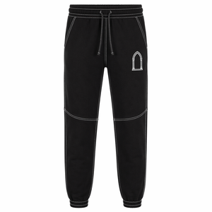 Pantalon de jogging baggy noir pour homme style streetwear hip-hop avec empiècements contrastants blancs et cordon de serrage - Product Image 5