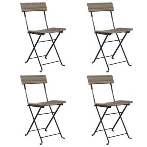 Ensemble de 4 chaises de bistrot pliantes en rotin PE gris, design pliable standard - Product Image 2