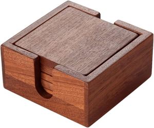 Sous-verre en bois en forme de cabane, support en laiton, sous-verres et dessous de plat carrés, décoration de table - Product Image 6