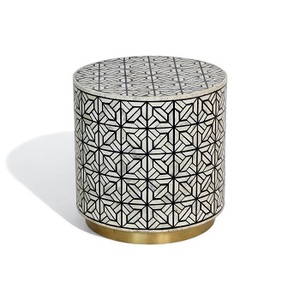 Handmade Modern Flower Design Bone Inlay Customized Shape <b>Side</b> <b>Table</b> <b>Drawer</b>-Multi-Purpose Furniture for Home Commercial Use - Product Image 6