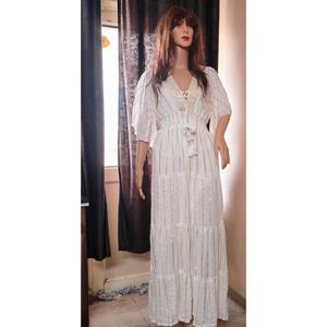 Robe longue en coton imprimé pour femme, à manches courtes, coupe ample, style bohème, idéale pour l'été – Fournisseur - Product Image 2