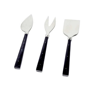 Stainless Steel Silver Cheese Knives <b>Set</b> with Black Resin Handle High Quality Tempered Glass Cheese Knives <b>Set</b> - Product Image 1