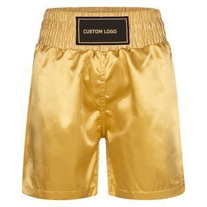 กางเกงชกมวยสีดำทองตัดกัน พร้อมโลโก้สั่งทำ OEM/ODM คุณภาพสูงสุด ผลิตจากโพลีเอสเตอร์ระบายอากาศได้ดี เหมาะสำหรับการฝึกซ้อมในฤดูใบไม้ร่วง - Product Image 1