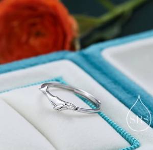 Anillo de Plata de Ley con Forma de Ballena, Talla Ajustable, Anillo de Ballena Delicado y Elegante - Product Image 3