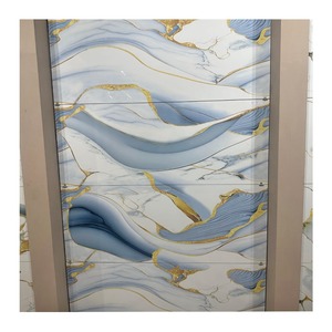 Glossy Porcelain Floor <b>Tiles</b> Blue Gold Marble Pattern Glazed Stone Imitation Texture For Interior Bathroom Use in India - Product Image 1
