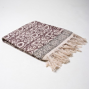 100% pur coton main bloc Floral imprimé coton canapé jeter beau coton canapé jeter Collection pour salon - Product Image 4