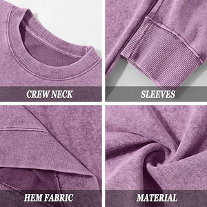 Sudaderas Extra Grandes para Hombre, Estilo Vintage, Lavado Ácido, Cuello Redondo, Ropa Deportiva, Corte Regular, 100% Algodón, Felpa Transpirable, Bordadas, Básicas - Product Image 3
