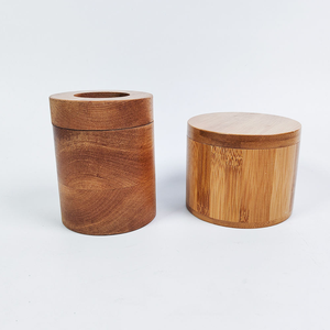 Wooden Storage <b>Box</b> <b>Round</b> Wood Spice <b>Box</b> With Swivel Cover Acacia Wood Kitchen Salt <b>Box</b> - Product Image 3