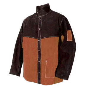 Veste de soudeur et cagoule de soudeur en cuir de vachette pleine fleur ignifuge et robuste, veste de sécurité pour soudeur à dos ouvert durable pour hommes - Product Image 3